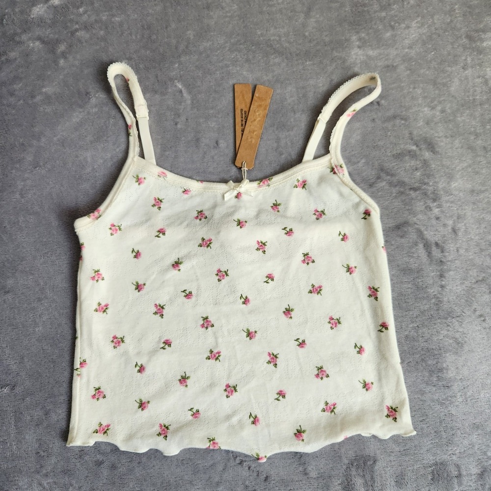 New SKIMS Pointelle Cami Marble Pink Rosebud Print Small S NWT Floral Tank